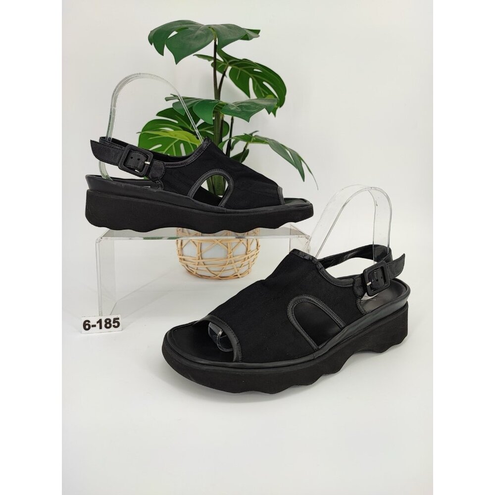 Thierry Rabotin Women's Size 6.5 US Mesh/Leather Black Slingback Sandals Casual